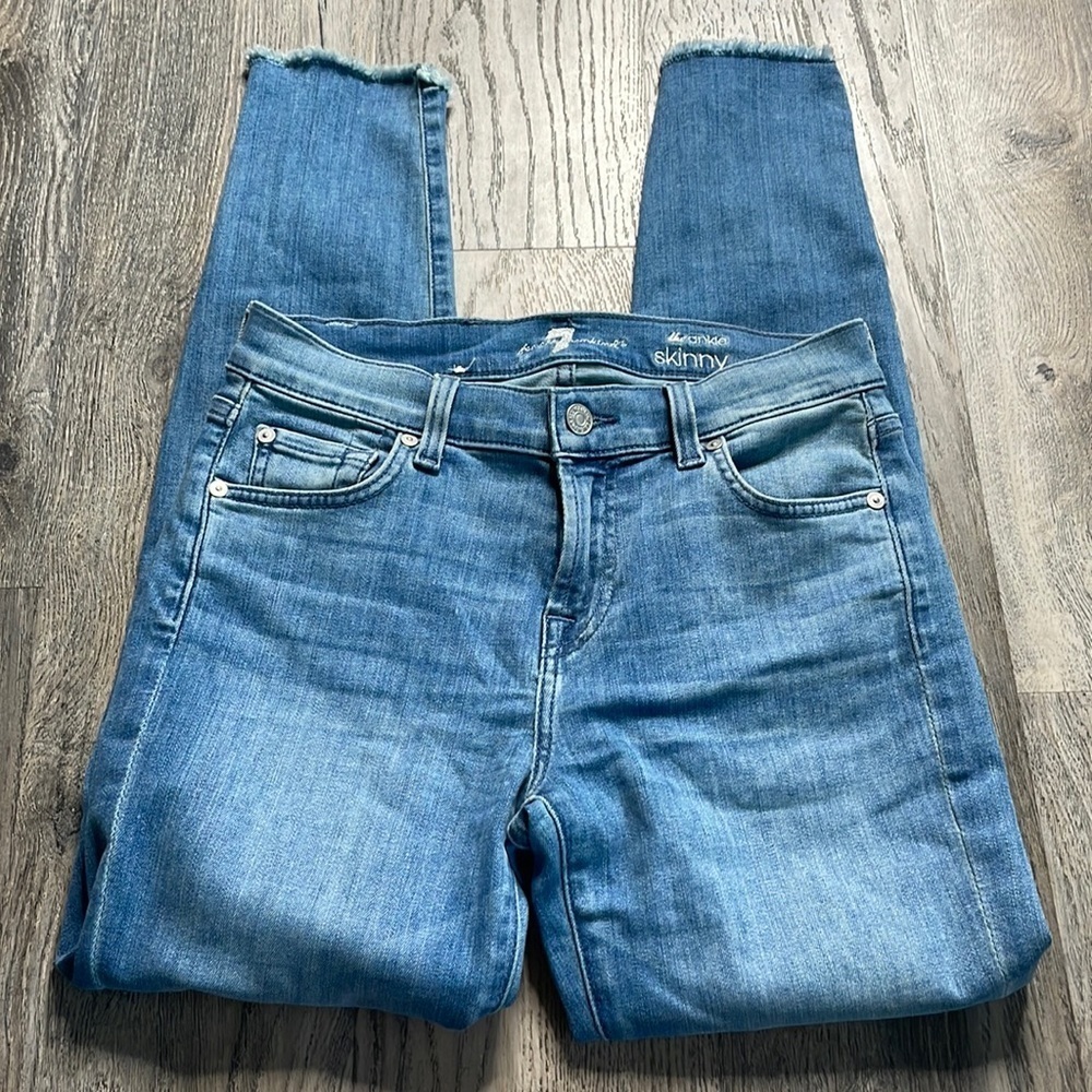 Seven for All Mankind Women’s The Ankle Skinny, Raw hem, high rise, size 26